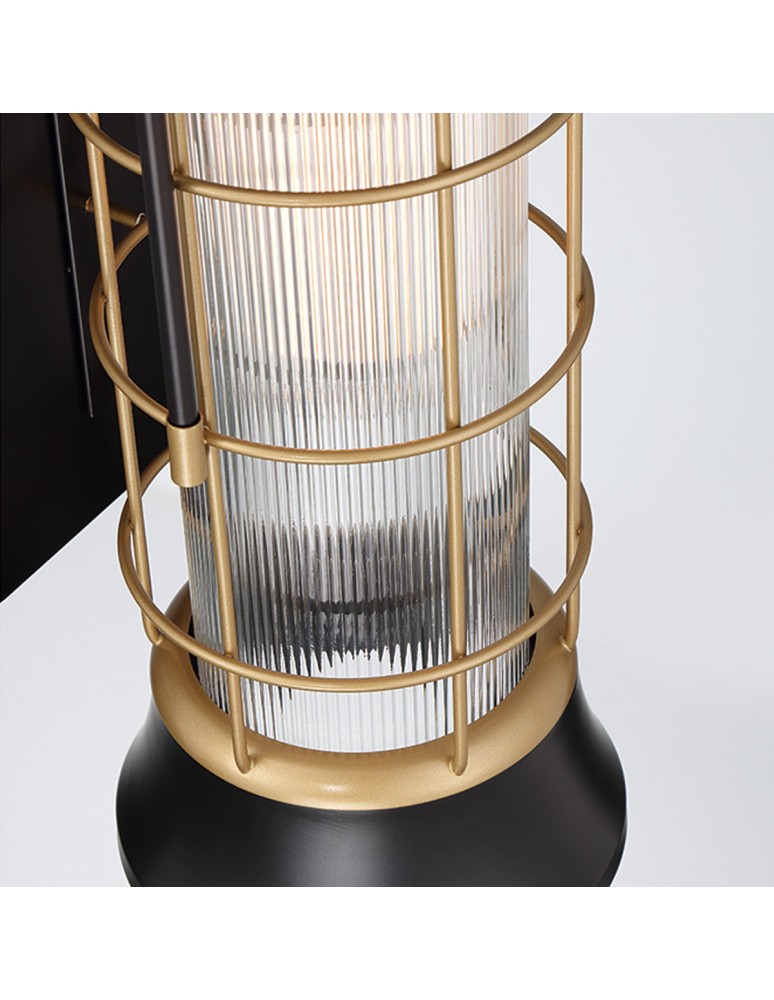 Quintiesse Średnia latarnia naścienna Rivamar - 1 źródło światła - Brązowo-złota QN-RIVAMAR-M-BLK-GD