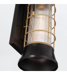 Quintiesse Średnia latarnia naścienna Rivamar - 1 źródło światła - Brązowo-złota QN-RIVAMAR-M-BLK-GD