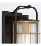 Quintiesse Średnia latarnia naścienna Rivamar - 1 źródło światła - Brązowo-złota QN-RIVAMAR-M-BLK-GD