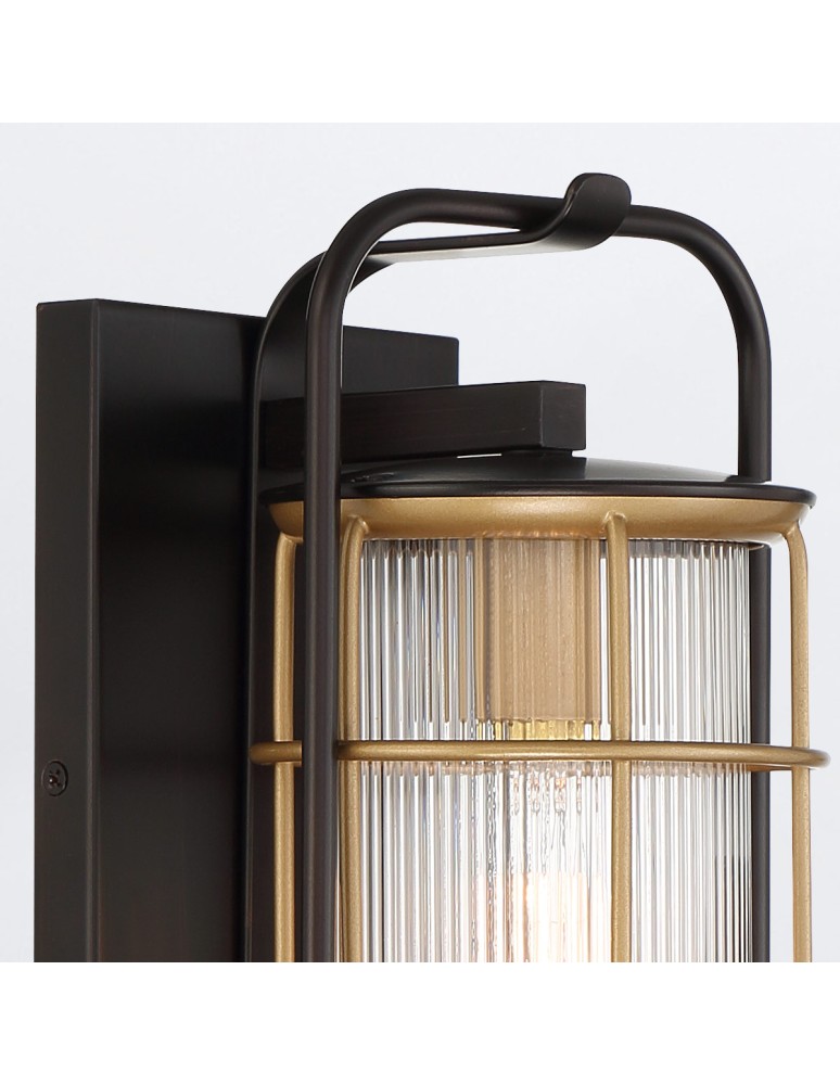 Quintiesse Średnia latarnia naścienna Rivamar - 1 źródło światła - Brązowo-złota QN-RIVAMAR-M-BLK-GD