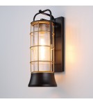 Quintiesse Średnia latarnia naścienna Rivamar - 1 źródło światła - Brązowo-złota QN-RIVAMAR-M-BLK-GD