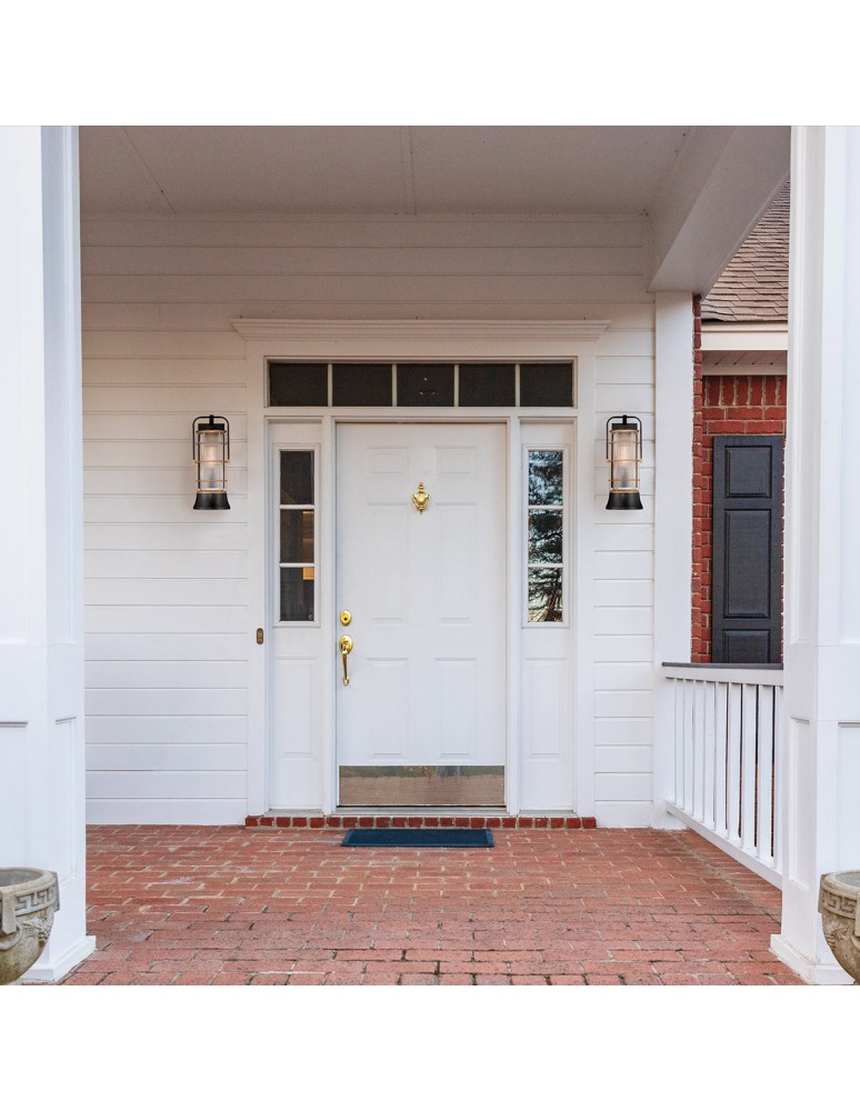 Quintiesse Średnia latarnia naścienna Rivamar - 1 źródło światła - Brązowo-złota QN-RIVAMAR-M-BLK-GD