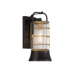 Quintiesse Mała latarnia naścienna Rivamar - 1 źródło światła - Brązowo-złota IP44 Elstead Lighting QN-RIVAMAR-S-BLK-GD
