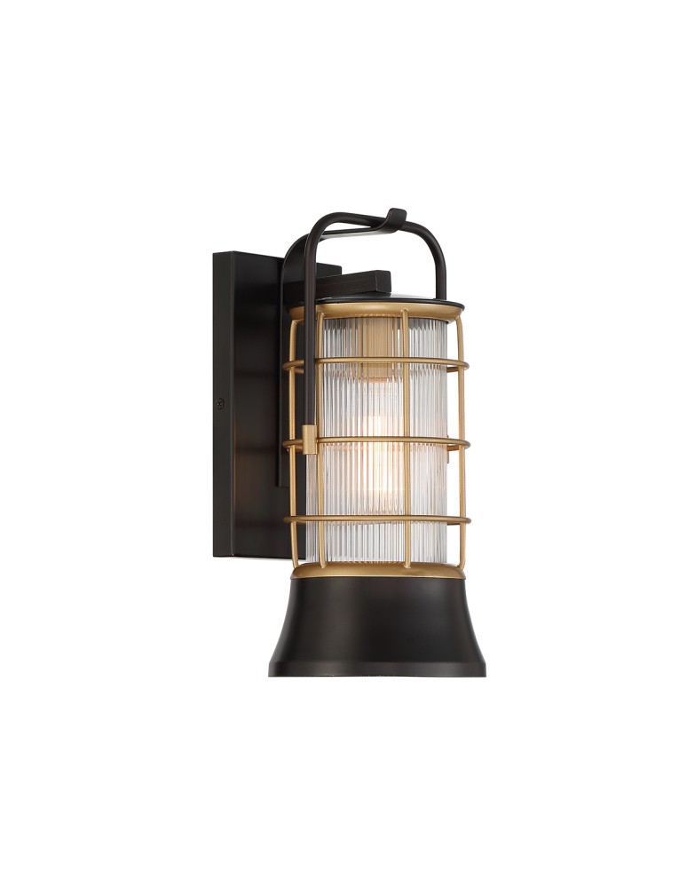 Outdoor wall lamps - Quintiesse Small wall lantern Rivamar - 1 light source - Brown and gold IP44 Elstead Lighting QN-RIVAMAR-S-BLK-GD - product kolory-swiatla.pl 1