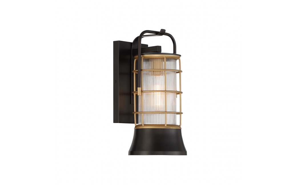 Quintiesse Mała latarnia naścienna Rivamar - 1 źródło światła - Brązowo-złota IP44 Elstead Lighting QN-RIVAMAR-S-BLK-GD