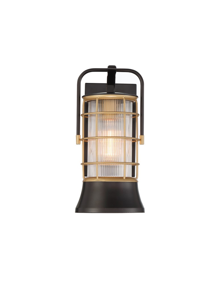 Outdoor wall lamps - Quintiesse Small wall lantern Rivamar - 1 light source - Brown and gold IP44 Elstead Lighting QN-RIVAMAR-S-BLK-GD - product kolory-swiatla.pl 2