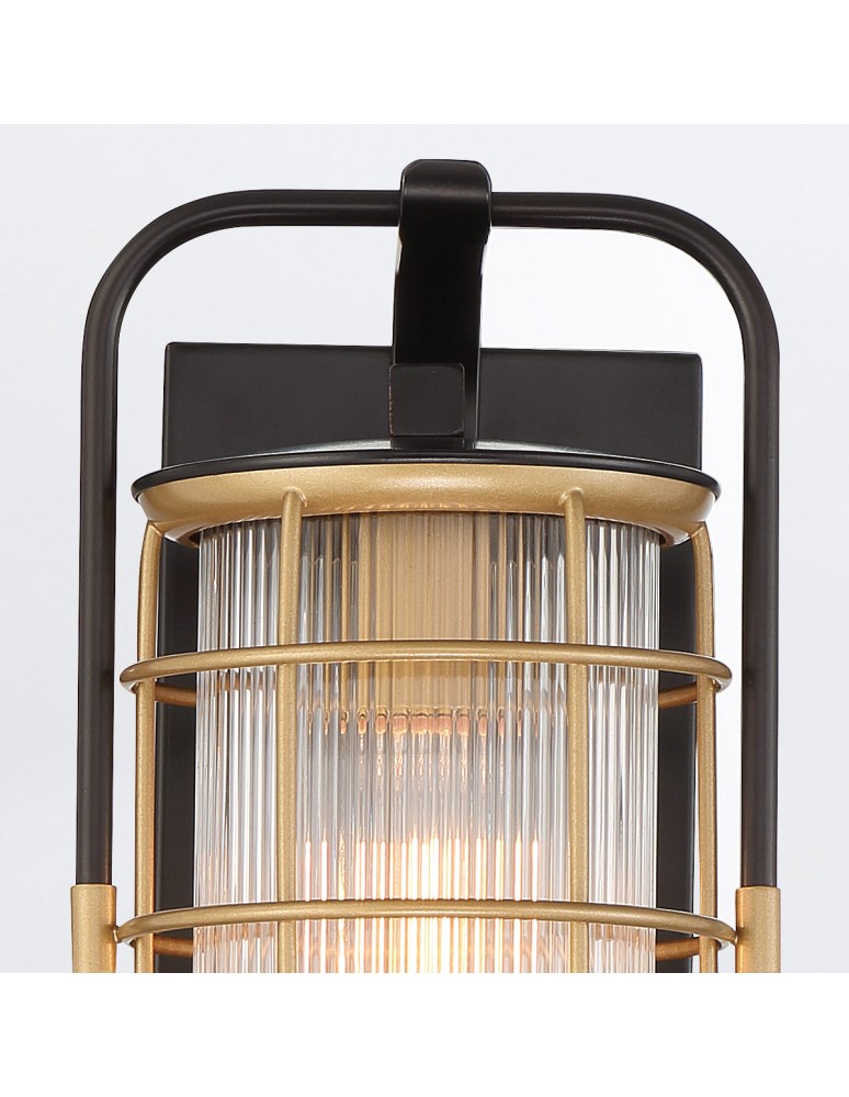 Outdoor wall lamps - Quintiesse Small wall lantern Rivamar - 1 light source - Brown and gold IP44 Elstead Lighting QN-RIVAMAR-S-BLK-GD - product kolory-swiatla.pl 3
