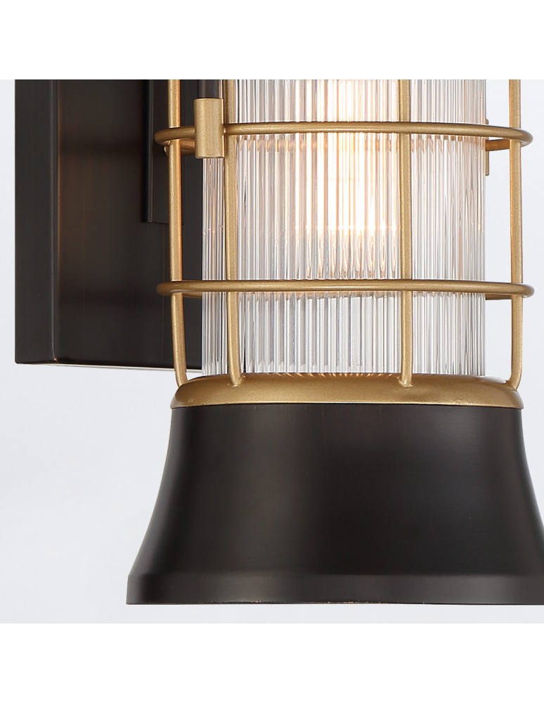 Outdoor wall lamps - Quintiesse Small wall lantern Rivamar - 1 light source - Brown and gold IP44 Elstead Lighting QN-RIVAMAR-S-BLK-GD - product kolory-swiatla.pl 4