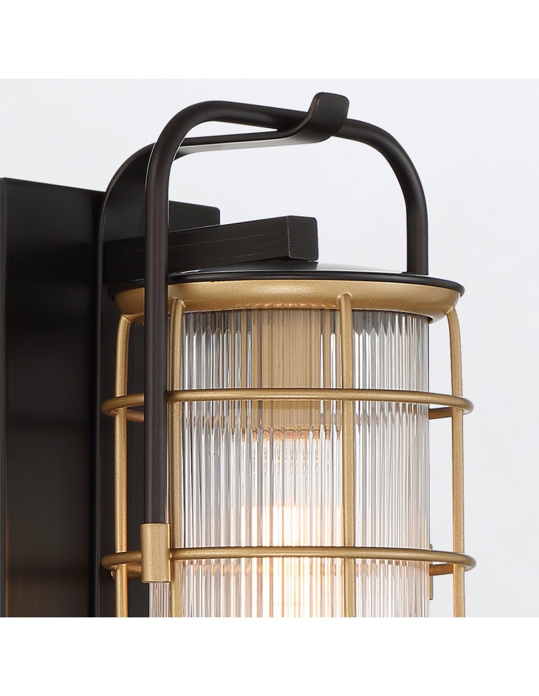 Outdoor wall lamps - Quintiesse Small wall lantern Rivamar - 1 light source - Brown and gold IP44 Elstead Lighting QN-RIVAMAR-S-BLK-GD - product kolory-swiatla.pl 6