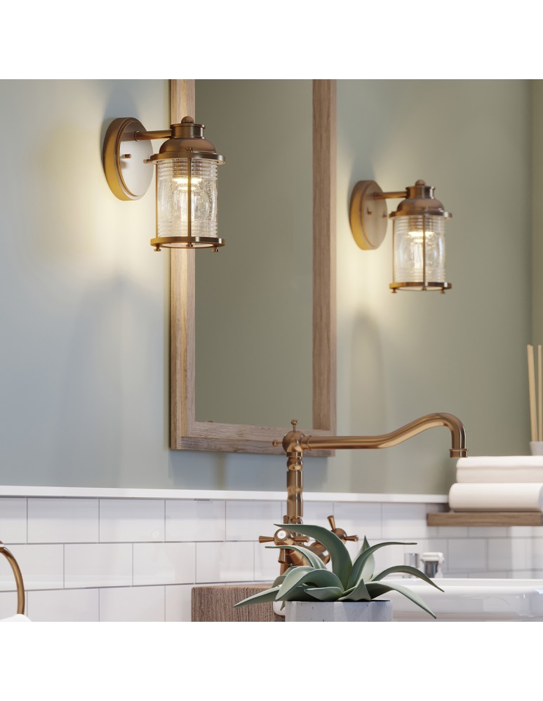 Bathroom wall lamps - Quintiesse Ashland Bay wall lamp - 1 light source - Natural brass IP44 Elstead Lighting QN-ASHLANDBAY1-NBR-BATH - product kolory-swiatla.pl 5