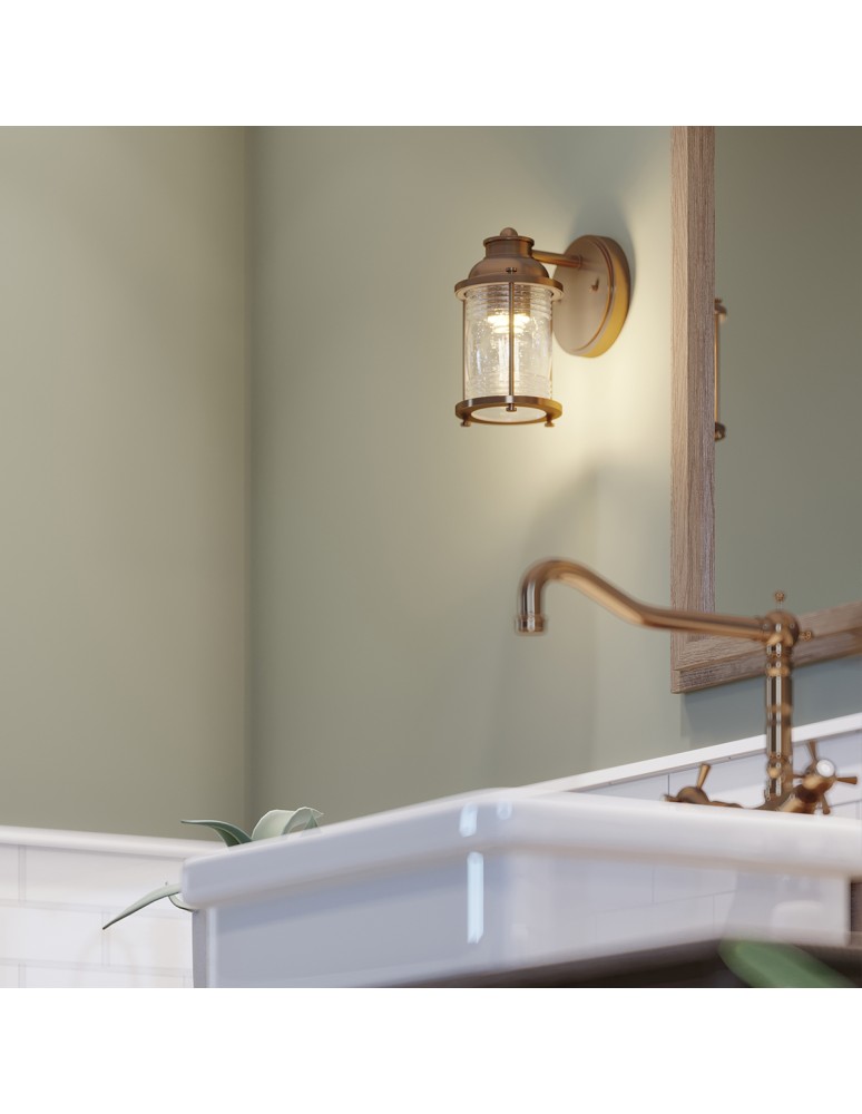 Quintiesse Kinkiet Ashland Bay - 1 źródło światła - Naturalny mosiądz IP44 Elstead Lighting QN-ASHLANDBAY1-NBR-BATH