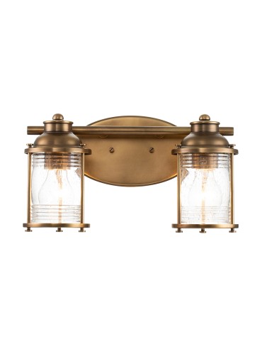 Quintiesse Ashland Bay wall lamp - 2 light sources - Natural brass IP44 Elstead Lighting QN-ASHLANDBAY2-NBR-BATH