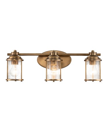 Quintiesse Ashland Bay wall lamp - 3 light sources - Natural brass IP44 Elstead Lighting QN-ASHLANDBAY3-NBR-BATH