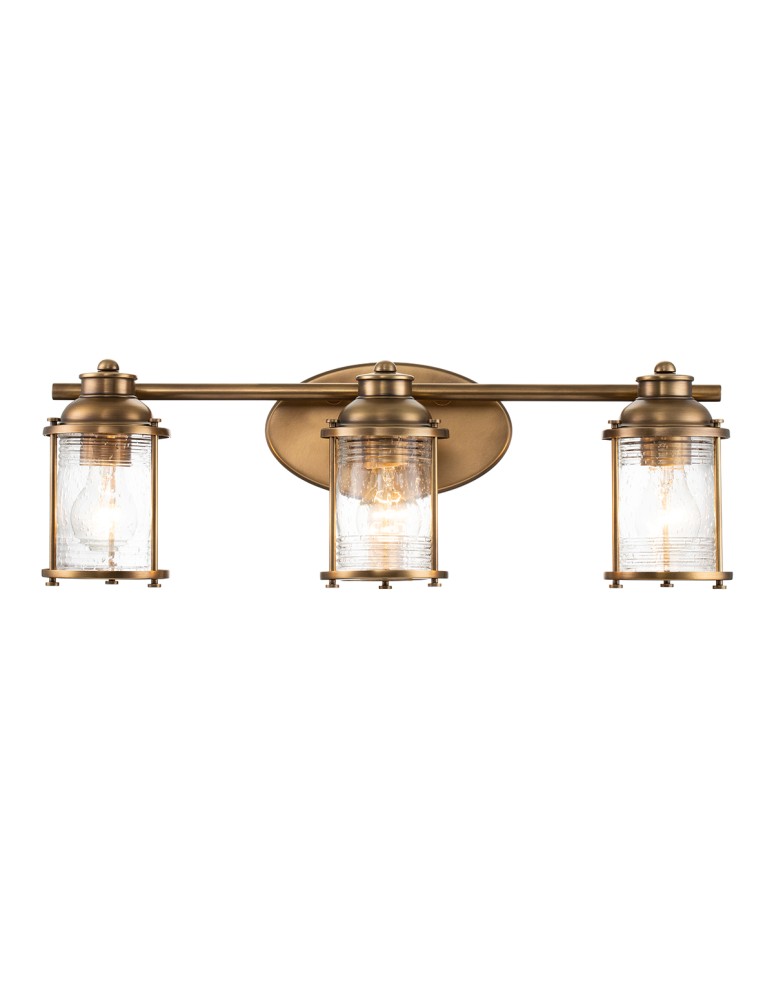 Bathroom wall lamps - Quintiesse Ashland Bay wall lamp - 3 light sources - Natural brass IP44 Elstead Lighting QN-ASHLANDBAY3-NBR-BATH - product kolory-swiatla.pl 1