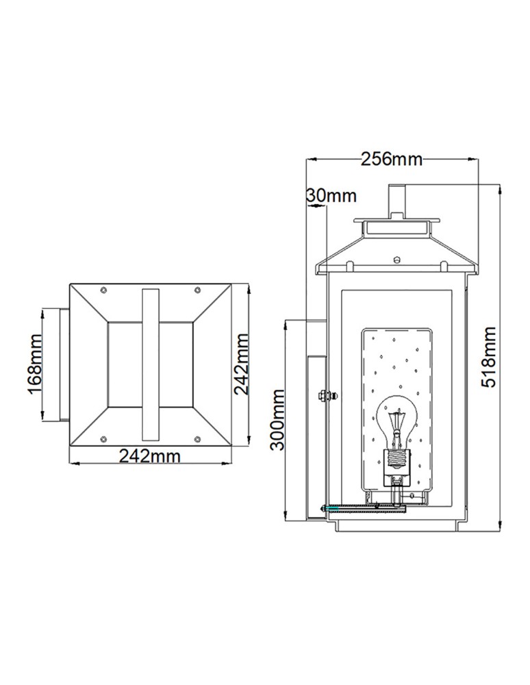 Outdoor wall lamps - Quintiesse Large wall lantern Atwater - 1 light source - Black IP44 Elstead Lighting QN-ATWATER-L-BK - product kolory-swiatla.pl 5