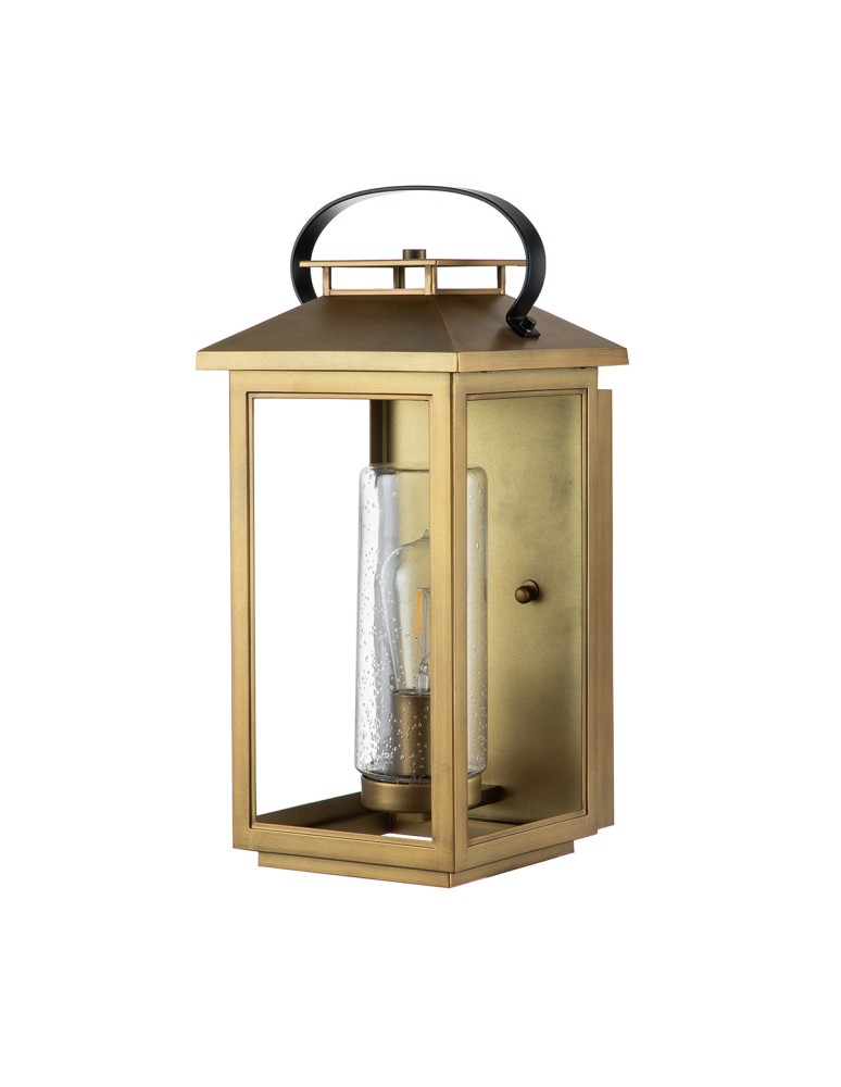 Quintiesse Średnia latarnia naścienna Atwater - 1 źródło światła - Postarzany mosiądz IP44 Elstead Lighting QN-ATWATER-M