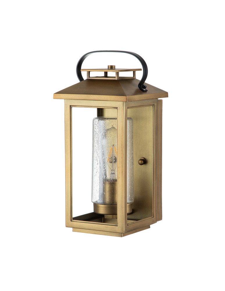 Quintiesse Mała latarnia naścienna Atwater - 1 źródło światła - Postarzany mosiądz IP44 Elstead Lighting QN-ATWATER-S-PD