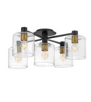 Ceiling lamps - Quintiesse Axel semi-flame - 5 light sources - Black / Old brass Elstead Lighting QN-AXEL5-BK - product 1