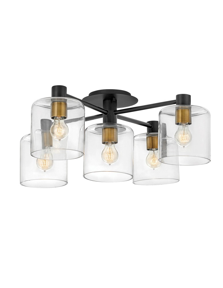 Ceiling lamps - Quintiesse Axel semi-flame - 5 light sources - Black / Old brass Elstead Lighting QN-AXEL5-BK - product kolory-swiatla.pl 1