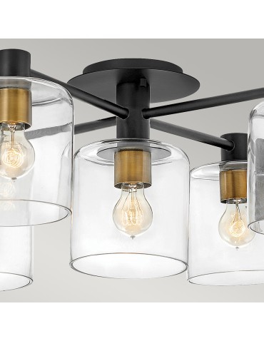 Quintiesse Axel semi-flame - 5 light sources - Black / Old brass Elstead Lighting QN-AXEL5-BK - product 2