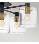 Quintiesse Półplafon Axel - 5 źródeł światła - Czarny / Stary mosiądz Elstead Lighting QN-AXEL5-BK