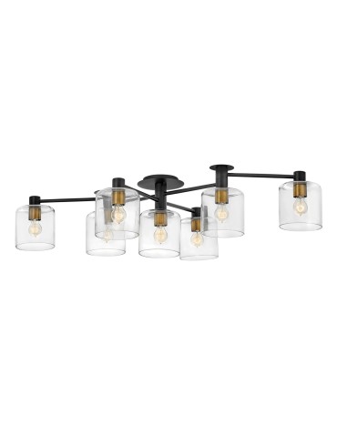 Quintiesse Axel semi-flame - 7 light sources - Black / Old brass Elstead Lighting QN-AXEL7-BK