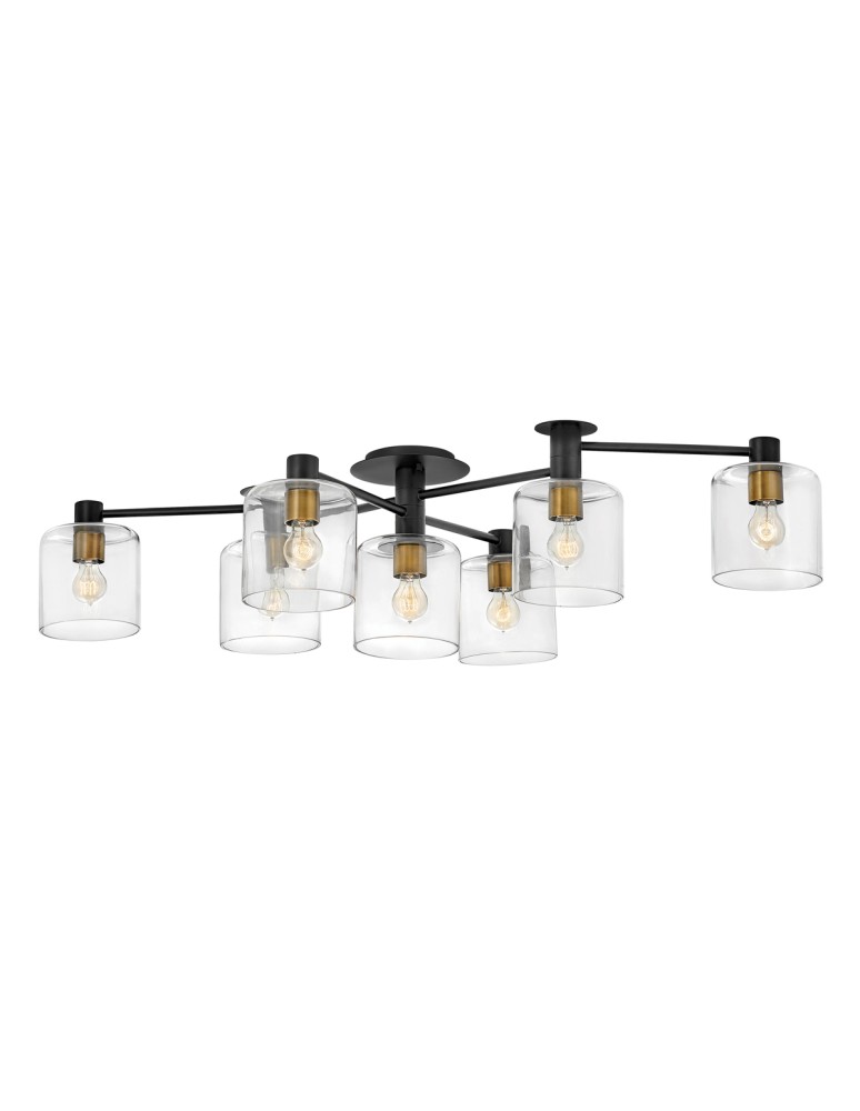 Quintiesse Półplafon Axel - 7 źródeł światła - Czarny / Stary mosiądz Elstead Lighting QN-AXEL7-BK