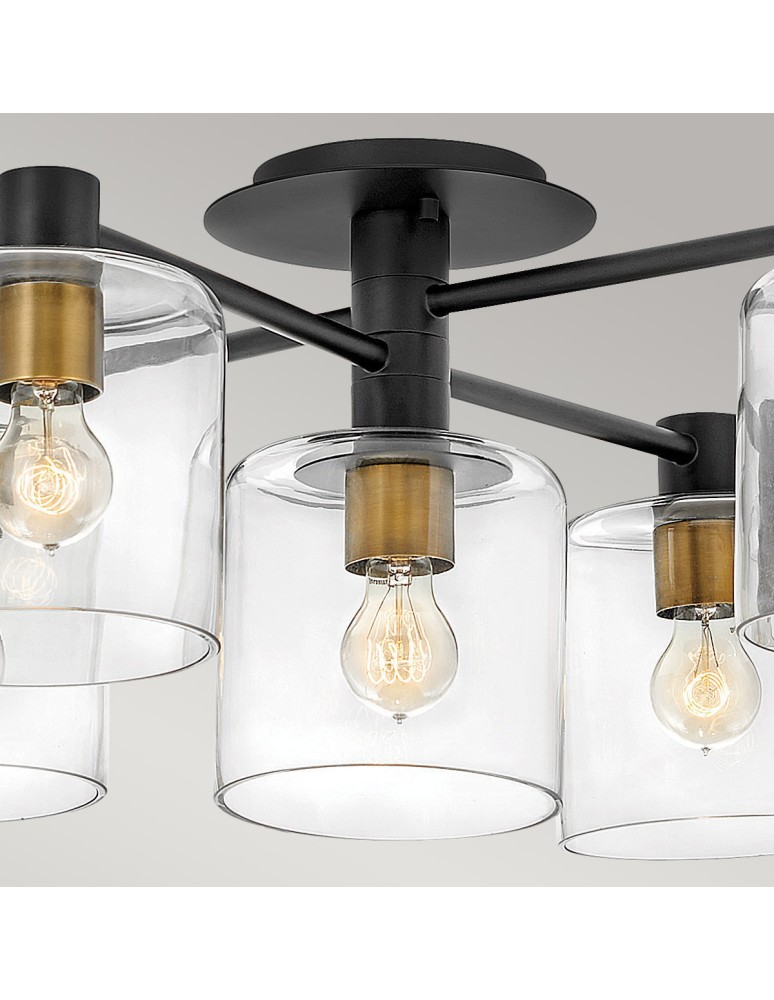 Ceiling lamps - Quintiesse Axel semi-flame - 7 light sources - Black / Old brass Elstead Lighting QN-AXEL7-BK - product kolory-swiatla.pl 2