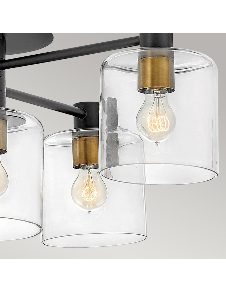 Quintiesse Półplafon Axel - 7 źródeł światła - Czarny / Stary mosiądz Elstead Lighting QN-AXEL7-BK