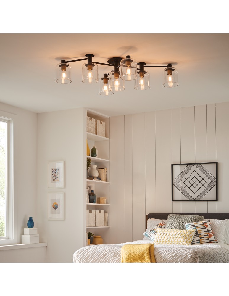 Ceiling lamps - Quintiesse Axel semi-flame - 7 light sources - Black / Old brass Elstead Lighting QN-AXEL7-BK - product kolory-swiatla.pl 5