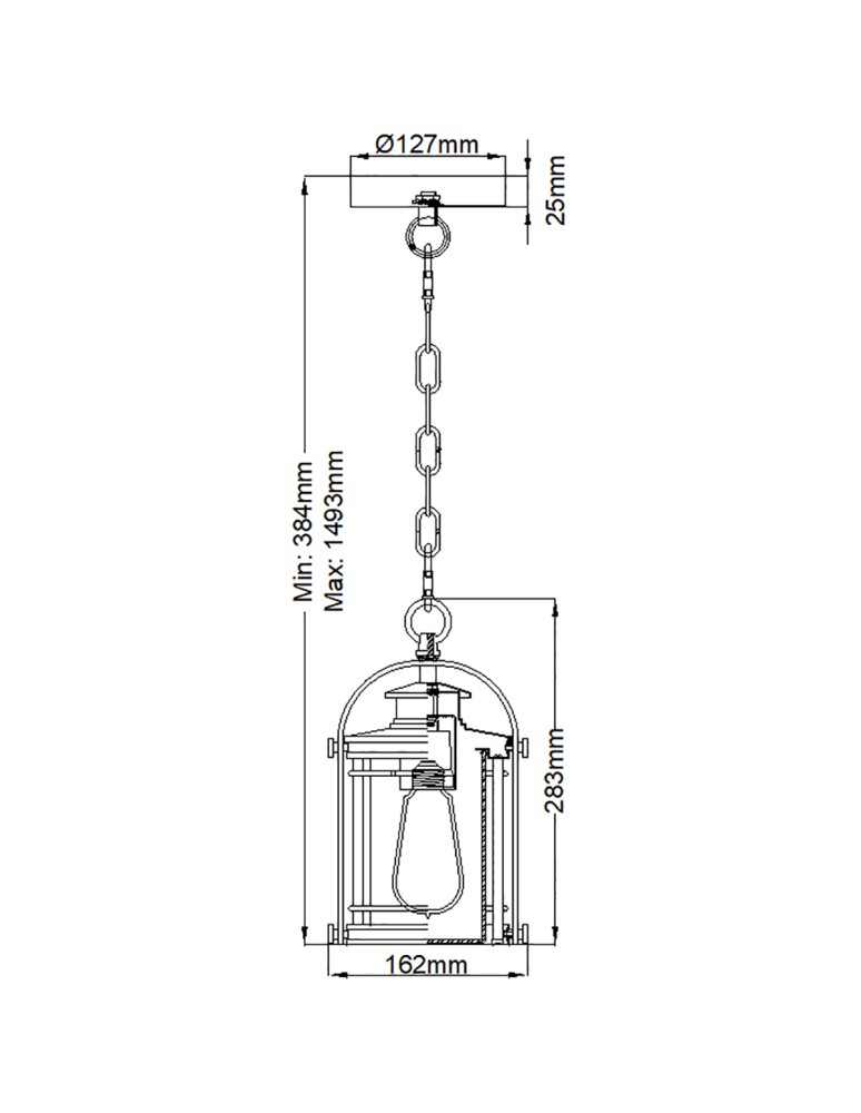 Quintiesse Mała latarnia wisząca Booker - 1 źródło światła IP44 Elstead Lighting QN-BOOKER8-S-IA