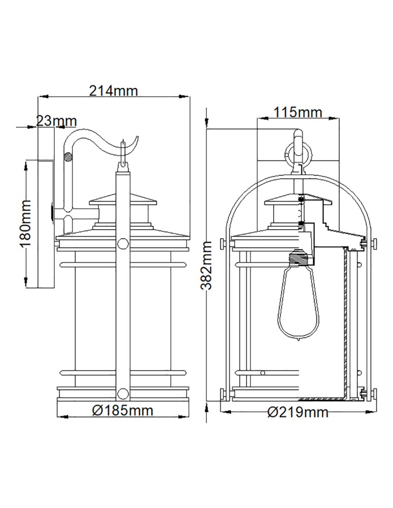 Outdoor wall lamps - Quintiesse Booker medium wall lantern - 1 light source IP44 Elstead Lighting QN-BOOKER-M-IA - product kolory-swiatla.pl 7