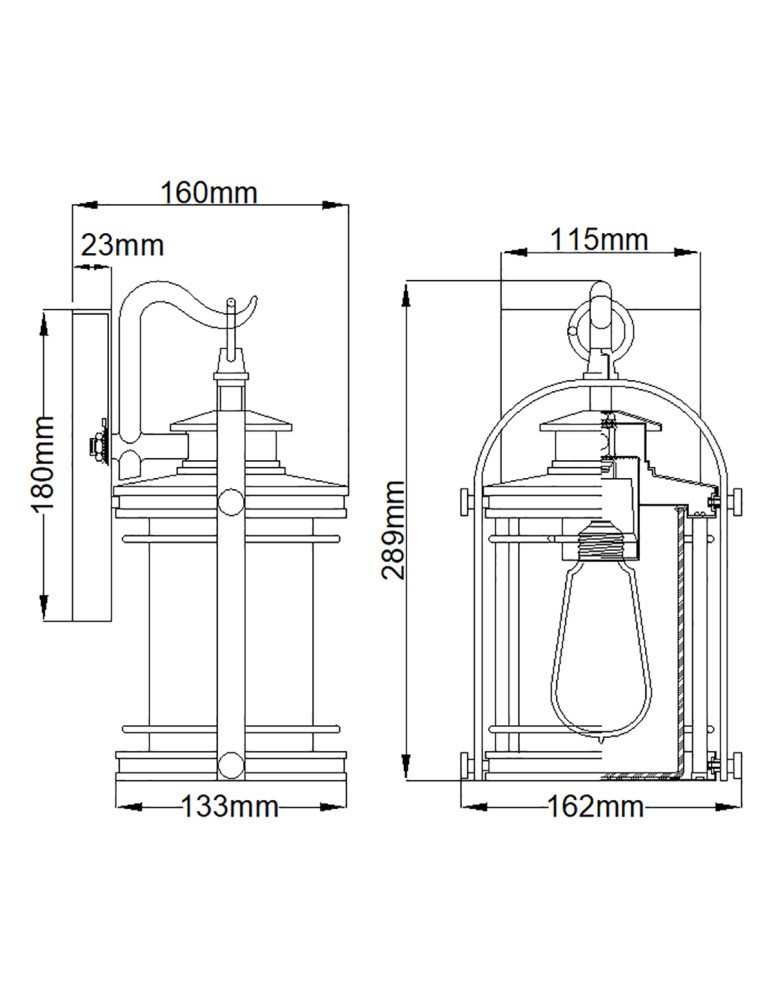 Outdoor wall lamps - Quintiesse Booker small wall lantern - 1 light source IP44 Elstead Lighting QN-BOOKER-S-IA - product kolory-swiatla.pl 7