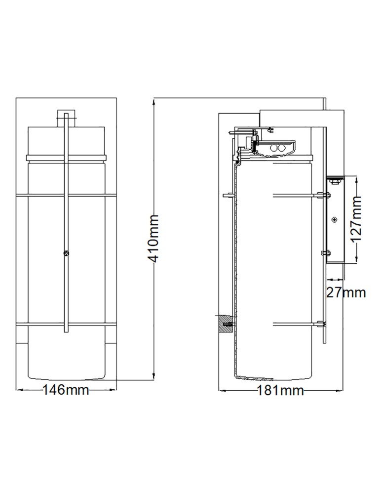 Quintiesse Duża latarnia naścienna LED Eames IP44 Elstead Lighting QN-EAMES-LED-L-EK