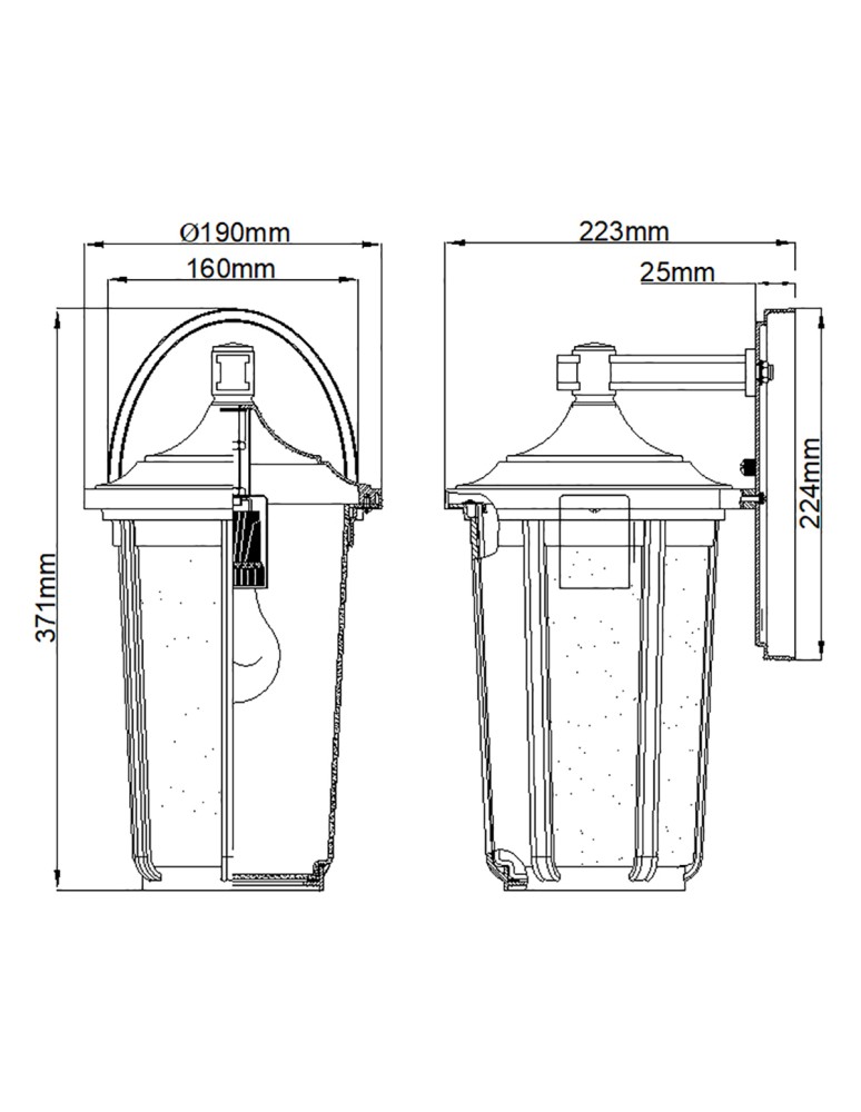 Quintiesse Duża latarnia naścienna Fairfield - 1 źródło światła - Czarna IP44 Elstead Lighting QN-FAIRFIELD-L-BK