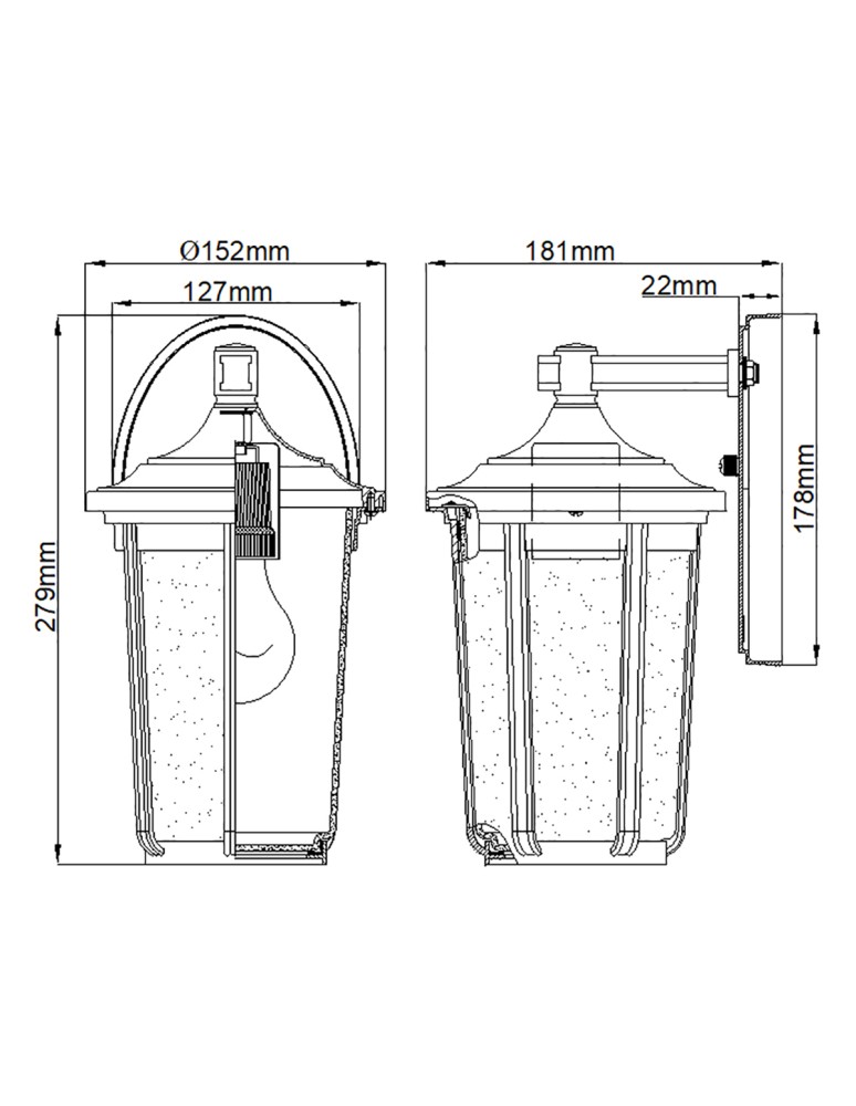 Quintiesse Średnia latarnia naścienna Fairfield - 1 źródło światła - Czarna IP44 Elstead Lighting QN-FAIRFIELD-M-BK
