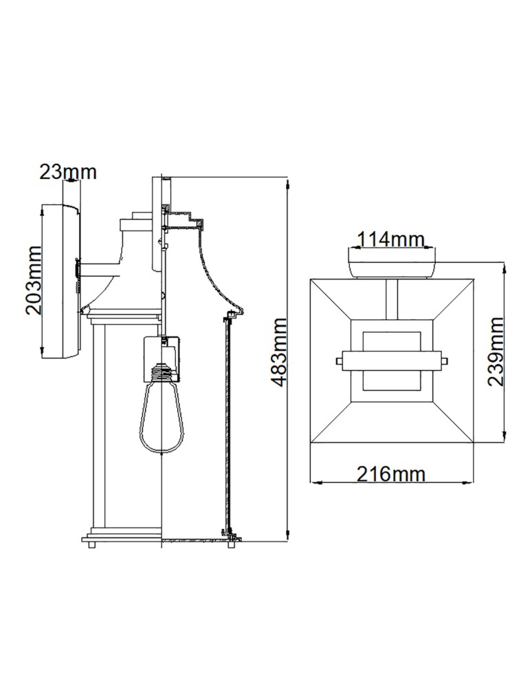 Quintiesse Duża latarnia naścienna Grant - 1 źródło światła IP44 Elstead Lighting QN-GRANT-L-BU