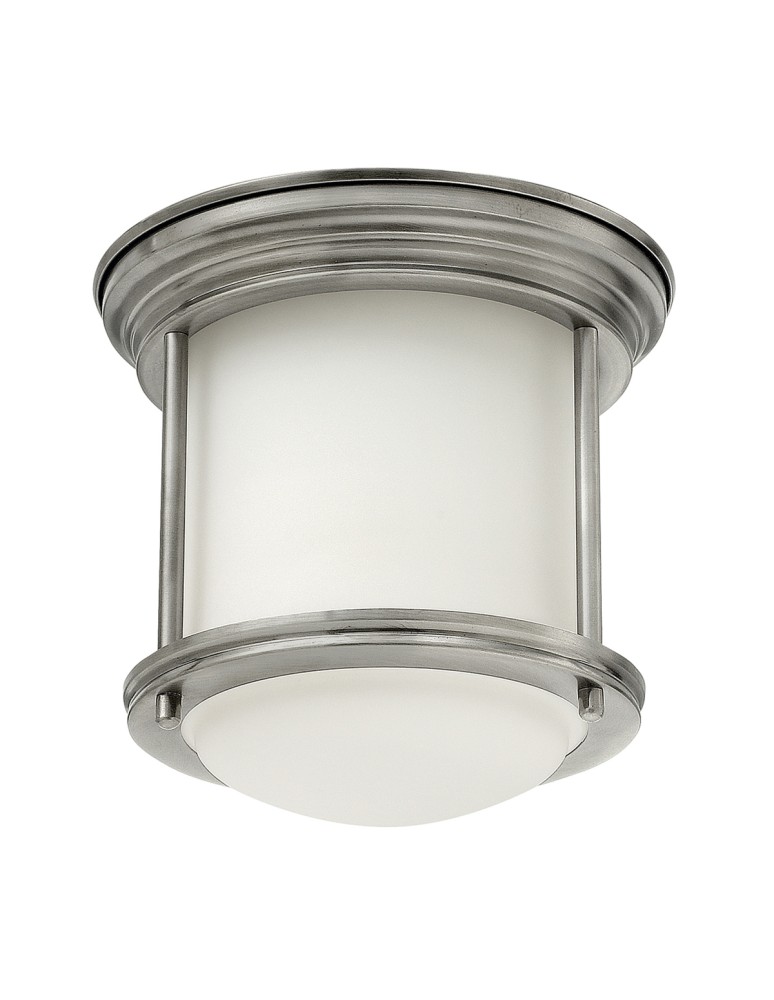 Quintiesse Mały plafon Hadrian - 1 źródło światła - Antyczny nikiel IP44 Elstead Lighting QN-HADRIAN-MINI-F-AN-OPAL