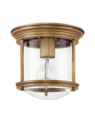 Quintiesse Mały plafon Hadrian - 1 źródło światła - Szczotkowany brąz IP44 Elstead Lighting QN-HADRIAN-MINI-F-BR-CLEAR