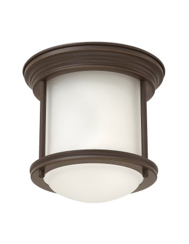 Quintiesse Hadrian small plafond - 1 light source - Oiled bronze IP44 Elstead Lighting QN-HADRIAN-MINI-F-OZ-OPAL
