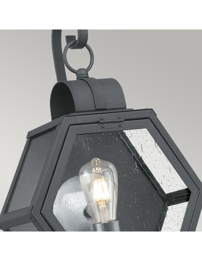 Quintiesse Średnia latarnia naścienna Heath - 1 źródło światła - Cętkowana czerń IP44 Elstead Lighting QN-HEATH-M-MB