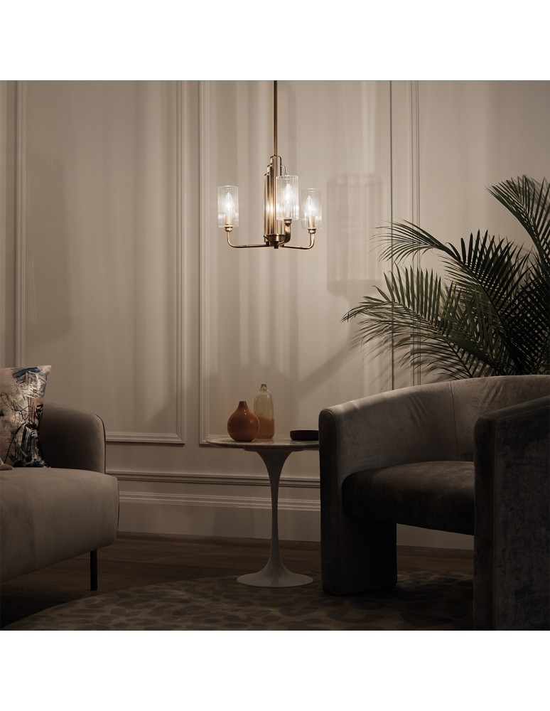 Modern chandeliers - Quintiesse Kimrose Chandelier - 3 light sources - Brushed natural brass Elstead Lighting QN-KIMROSE3-BNB - product kolory-swiatla.pl 5