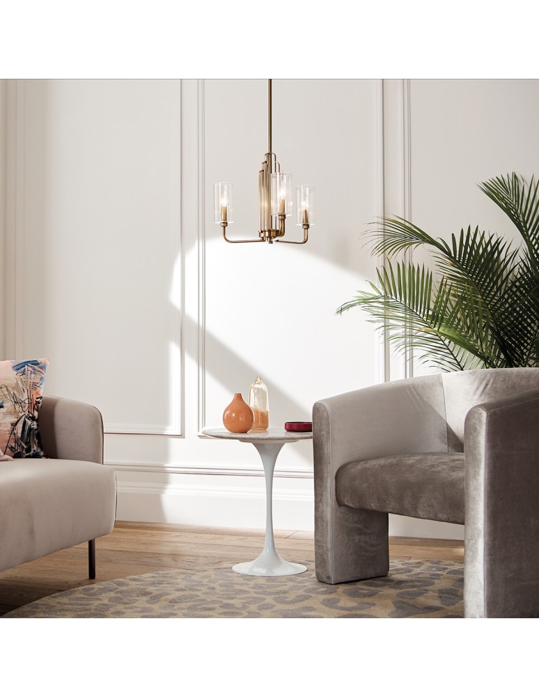 Quintiesse Żyrandol Kimrose - 3 źródła światła - Szczotkowany naturalny mosiądz Elstead Lighting QN-KIMROSE3-BNB