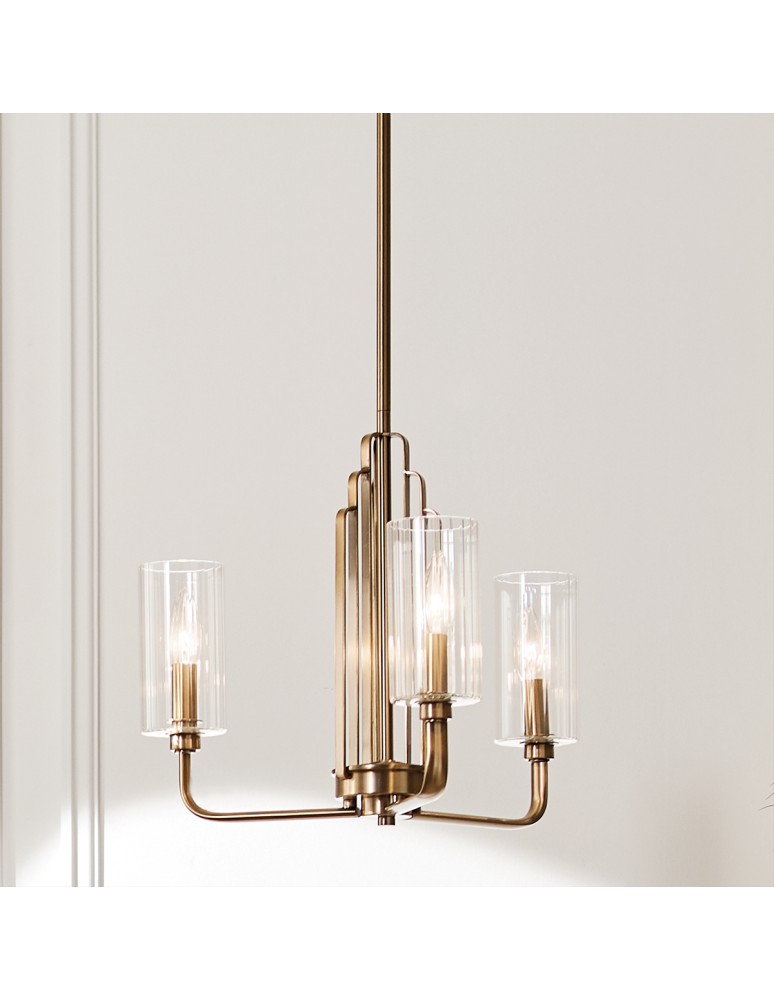 Modern chandeliers - Quintiesse Kimrose Chandelier - 3 light sources - Brushed natural brass Elstead Lighting QN-KIMROSE3-BNB - product kolory-swiatla.pl 7
