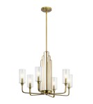 Modern chandeliers - Quintiesse Kimrose Chandelier - 6 light sources - Brushed natural brass Elstead Lighting QN-KIMROSE6-BNB - product 1