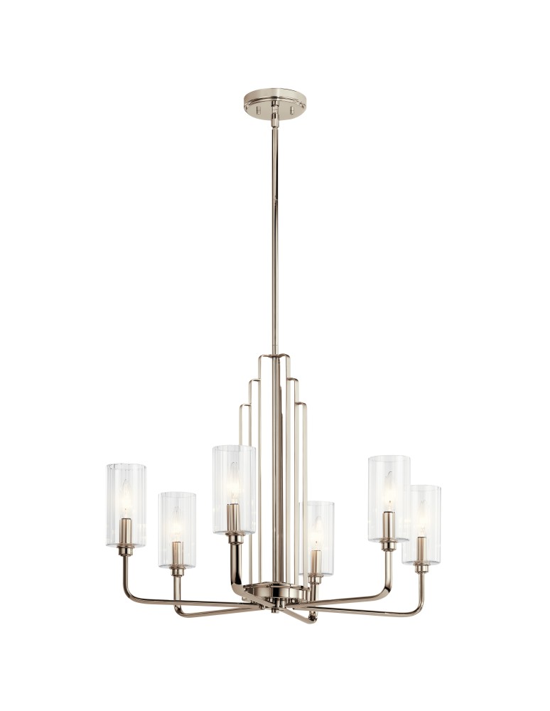 Modern chandeliers - Quintiesse Kimrose Chandelier - 6 light sources - Polished Nickel Elstead Lighting QN-KIMROSE6-PN - product kolory-swiatla.pl 1