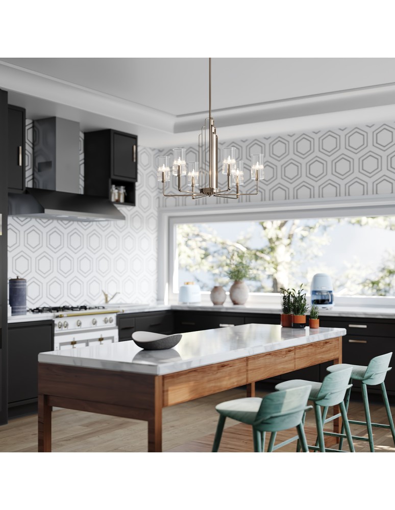 Modern chandeliers - Quintiesse Kimrose Chandelier - 6 light sources - Polished Nickel Elstead Lighting QN-KIMROSE6-PN - product kolory-swiatla.pl 5