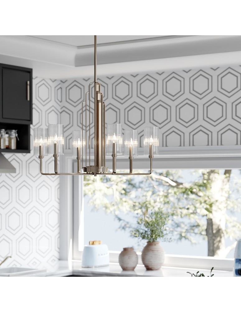 Modern chandeliers - Quintiesse Kimrose Chandelier - 6 light sources - Polished Nickel Elstead Lighting QN-KIMROSE6-PN - product kolory-swiatla.pl 6