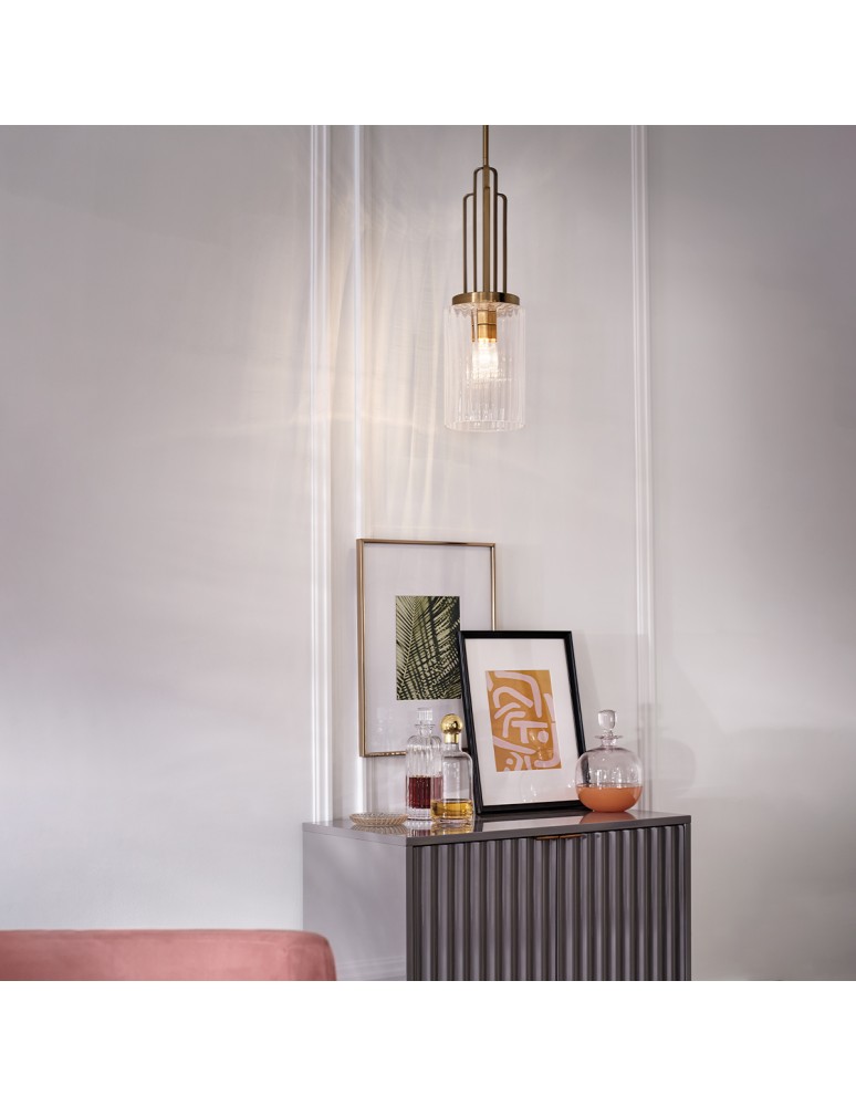 Classic pendant lamps - Quintiesse Kimrose small pendant lamp - 1 light source - Brushed natural brass Elstead Lighting QN-KIMROSE-MP - product kolory-swiatla.pl 4