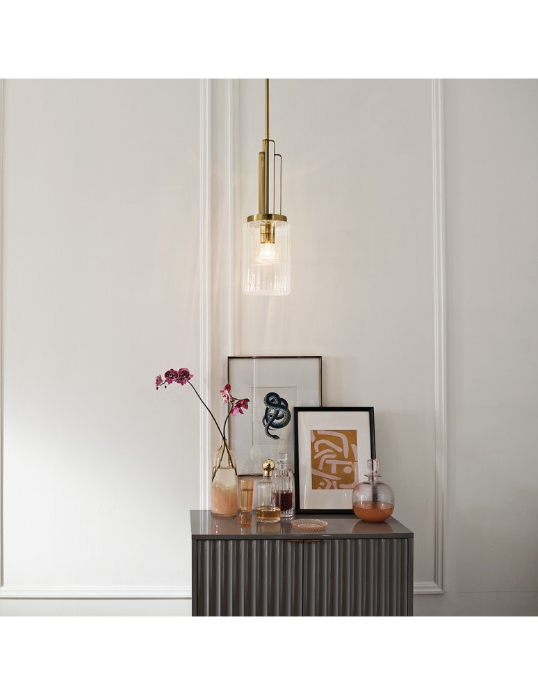Classic pendant lamps - Quintiesse Kimrose small pendant lamp - 1 light source - Brushed natural brass Elstead Lighting QN-KIMROSE-MP - product kolory-swiatla.pl 5